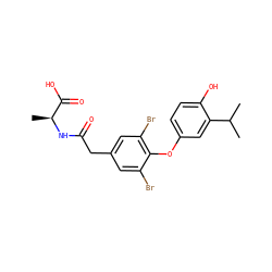 CC(C)c1cc(Oc2c(Br)cc(CC(=O)N[C@@H](C)C(=O)O)cc2Br)ccc1O ZINC000014969085