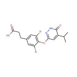 CC(C)c1cc(Oc2c(Br)cc(CCC(=O)O)cc2Br)n[nH]c1=O ZINC000034842506