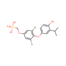 CC(C)c1cc(Oc2c(Br)cc(OCP(=O)(O)O)cc2Br)ccc1O ZINC000034777153