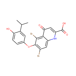 CC(C)c1cc(Oc2c(Br)cc3[nH]c(C(=O)O)cc(=O)c3c2Br)ccc1O ZINC000028572096