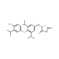 CC(C)c1cc(Oc2c(C(C)C)cc(C[C@@H]3SC(=O)NC3=O)cc2C(C)C)ccc1O ZINC000028948216