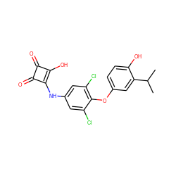 CC(C)c1cc(Oc2c(Cl)cc(Nc3c(O)c(=O)c3=O)cc2Cl)ccc1O ZINC000101180086