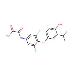 CC(C)c1cc(Oc2c(F)cc(NC(=O)C(=O)O)cc2F)ccc1O ZINC000013602406