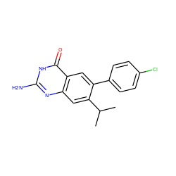 CC(C)c1cc2nc(N)[nH]c(=O)c2cc1-c1ccc(Cl)cc1 ZINC000013679438