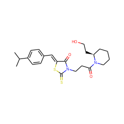 CC(C)c1ccc(/C=C2\SC(=S)N(CCC(=O)N3CCCC[C@@H]3CCO)C2=O)cc1 ZINC000013573848