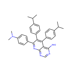 CC(C)c1ccc(-c2c(-c3ccc(N(C)C)cc3)nc3ncnc(N)c3c2-c2ccc(C(C)C)cc2)cc1 ZINC000013529837