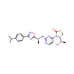 CC(C)c1ccc(-c2noc([C@H](C)Nc3nccc(N4C(=O)OC[C@@H]4[C@@H](C)O)n3)n2)cc1 ZINC000221668498