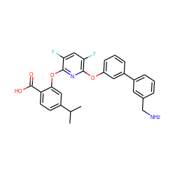 CC(C)c1ccc(C(=O)O)c(Oc2nc(Oc3cccc(-c4cccc(CN)c4)c3)c(F)cc2F)c1 ZINC000045298628