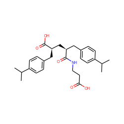 CC(C)c1ccc(C[C@H](C[C@@H](Cc2ccc(C(C)C)cc2)C(=O)NCCC(=O)O)C(=O)O)cc1 ZINC000013741340