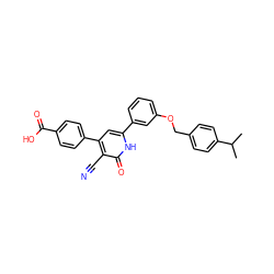 CC(C)c1ccc(COc2cccc(-c3cc(-c4ccc(C(=O)O)cc4)c(C#N)c(=O)[nH]3)c2)cc1 ZINC000299870102