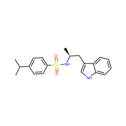 CC(C)c1ccc(S(=O)(=O)N[C@@H](C)Cc2c[nH]c3ccccc23)cc1 ZINC000028820480