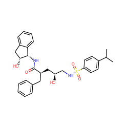 CC(C)c1ccc(S(=O)(=O)NC[C@@H](O)C[C@@H](Cc2ccccc2)C(=O)N[C@H]2c3ccccc3C[C@H]2O)cc1 ZINC001772605351