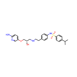 CC(C)c1ccc(S(=O)(=O)Nc2ccc(CCNC[C@H](O)COc3ccc(N)nc3)cc2)cc1 ZINC000026167521