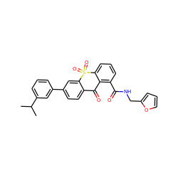 CC(C)c1cccc(-c2ccc3c(c2)S(=O)(=O)c2cccc(C(=O)NCc4ccco4)c2C3=O)c1 ZINC000061948831