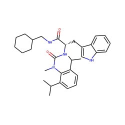 CC(C)c1cccc(C(C)C)c1N(C)C(=O)N[C@@H](Cc1c[nH]c2ccccc12)C(=O)NCC1CCCCC1 ZINC000026579349