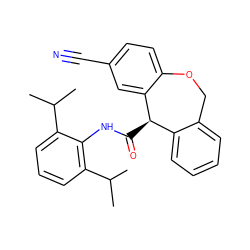 CC(C)c1cccc(C(C)C)c1NC(=O)[C@@H]1c2ccccc2COc2ccc(C#N)cc21 ZINC000013735242