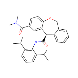 CC(C)c1cccc(C(C)C)c1NC(=O)[C@@H]1c2ccccc2COc2ccc(C(=O)N(C)C)cc21 ZINC000013735254