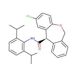 CC(C)c1cccc(C(C)C)c1NC(=O)[C@@H]1c2ccccc2COc2ccc(Cl)cc21 ZINC000013735206