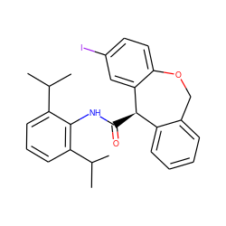 CC(C)c1cccc(C(C)C)c1NC(=O)[C@@H]1c2ccccc2COc2ccc(I)cc21 ZINC000013735220