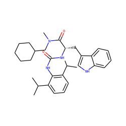 CC(C)c1cccc(C(C)C)c1NC(=O)N[C@@H](Cc1c[nH]c2ccccc12)C(=O)N(C)CC1CCCCC1 ZINC000026578003