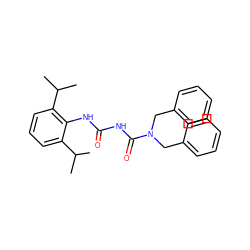 CC(C)c1cccc(C(C)C)c1NC(=O)NC(=O)N(Cc1ccccc1)Cc1ccccc1 ZINC000013738005