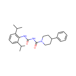 CC(C)c1cccc(C(C)C)c1NC(=O)NC(=O)N1CCC(c2ccccc2)CC1 ZINC000013738006