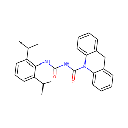 CC(C)c1cccc(C(C)C)c1NC(=O)NC(=O)N1c2ccccc2Cc2ccccc21 ZINC000013738002