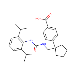 CC(C)c1cccc(C(C)C)c1NC(=O)NCC1(c2ccc(C(=O)O)cc2)CCCC1 ZINC000013736849