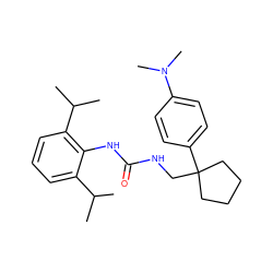 CC(C)c1cccc(C(C)C)c1NC(=O)NCC1(c2ccc(N(C)C)cc2)CCCC1 ZINC000002010263