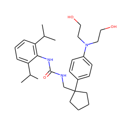 CC(C)c1cccc(C(C)C)c1NC(=O)NCC1(c2ccc(N(CCO)CCO)cc2)CCCC1 ZINC000013736840