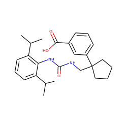 CC(C)c1cccc(C(C)C)c1NC(=O)NCC1(c2cccc(C(=O)O)c2)CCCC1 ZINC000013736847