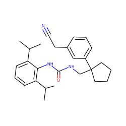 CC(C)c1cccc(C(C)C)c1NC(=O)NCC1(c2cccc(CC#N)c2)CCCC1 ZINC000013736867