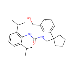 CC(C)c1cccc(C(C)C)c1NC(=O)NCC1(c2cccc(CO)c2)CCCC1 ZINC000013736851