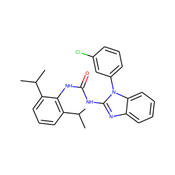 CC(C)c1cccc(C(C)C)c1NC(=O)Nc1nc2ccccc2n1-c1cccc(Cl)c1 ZINC000029486521