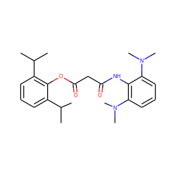 CC(C)c1cccc(C(C)C)c1OC(=O)CC(=O)Nc1c(N(C)C)cccc1N(C)C ZINC000000599732