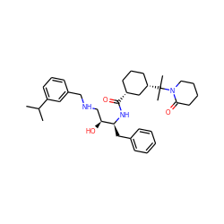 CC(C)c1cccc(CNC[C@H](O)[C@H](Cc2ccccc2)NC(=O)[C@@H]2CCC[C@H](C(C)(C)N3CCCCC3=O)C2)c1 ZINC000049777770