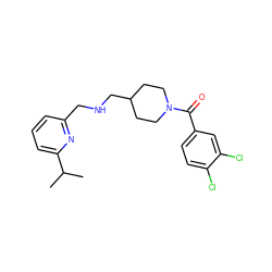 CC(C)c1cccc(CNCC2CCN(C(=O)c3ccc(Cl)c(Cl)c3)CC2)n1 ZINC000013782340