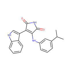 CC(C)c1cccc(NC2=C(c3c[nH]c4ccccc34)C(=O)NC2=O)c1 ZINC000028387079