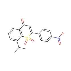 CC(C)c1cccc2c1S(=O)(=O)C(c1ccc([N+](=O)[O-])cc1)=CC2=O ZINC000027193571