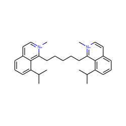 CC(C)c1cccc2cc[n+](C)c(CCCCCc3c4c(C(C)C)cccc4cc[n+]3C)c12 ZINC000073129550