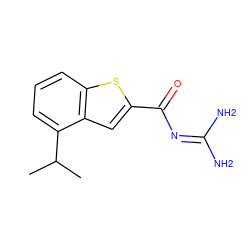 CC(C)c1cccc2sc(C(=O)N=C(N)N)cc12 ZINC000028524189