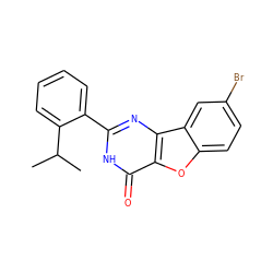 CC(C)c1ccccc1-c1nc2c(oc3ccc(Br)cc32)c(=O)[nH]1 ZINC000084713221