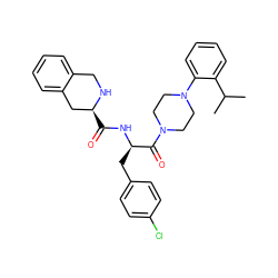 CC(C)c1ccccc1N1CCN(C(=O)[C@@H](Cc2ccc(Cl)cc2)NC(=O)[C@H]2Cc3ccccc3CN2)CC1 ZINC000027859864