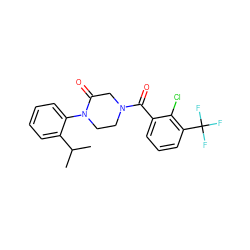 CC(C)c1ccccc1N1CCN(C(=O)c2cccc(C(F)(F)F)c2Cl)CC1=O ZINC000043204687