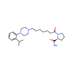 CC(C)c1ccccc1N1CCN(CCCCCCC(=O)N2CCC[C@H]2C(N)=O)CC1 ZINC000299871598