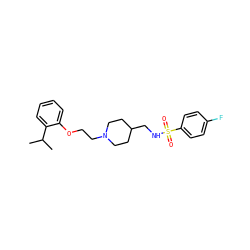 CC(C)c1ccccc1OCCN1CCC(CNS(=O)(=O)c2ccc(F)cc2)CC1 ZINC000095577293