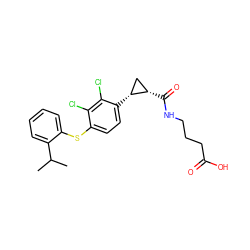 CC(C)c1ccccc1Sc1ccc([C@@H]2C[C@@H]2C(=O)NCCCC(=O)O)c(Cl)c1Cl ZINC000028094344