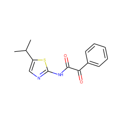 CC(C)c1cnc(NC(=O)C(=O)c2ccccc2)s1 ZINC000028394843