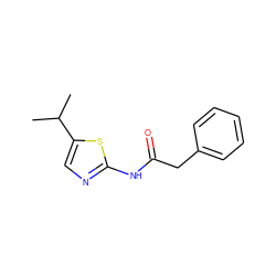 CC(C)c1cnc(NC(=O)Cc2ccccc2)s1 ZINC000013827492