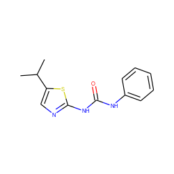 CC(C)c1cnc(NC(=O)Nc2ccccc2)s1 ZINC000028393136